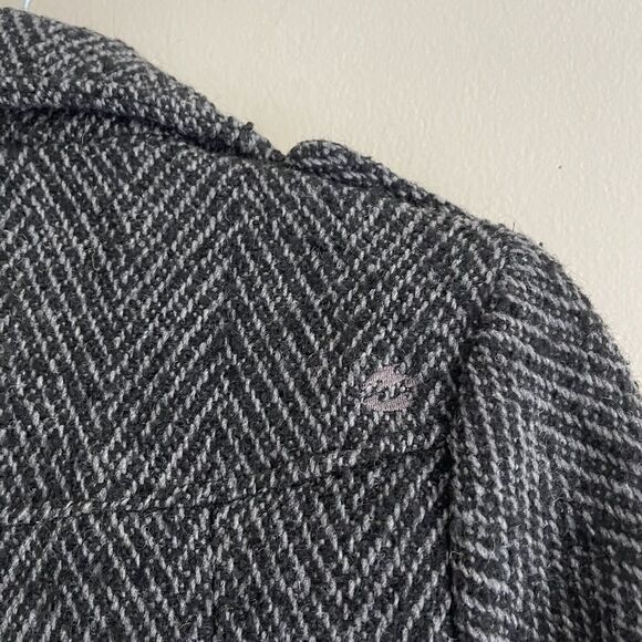 Billabong Tweed Pea Coat Jacket Womens Size XL Wool Blend Collared Black Pocket - Picture 13 of 16